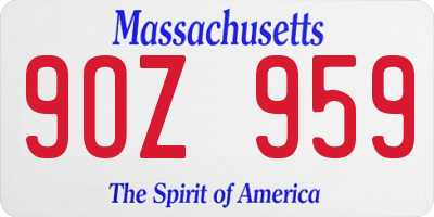 MA license plate 9OZ959