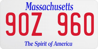 MA license plate 9OZ960