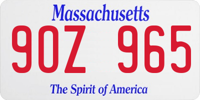 MA license plate 9OZ965