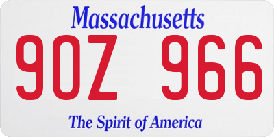 MA license plate 9OZ966