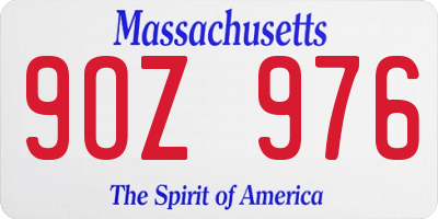 MA license plate 9OZ976