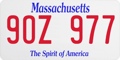 MA license plate 9OZ977