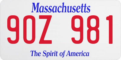 MA license plate 9OZ981