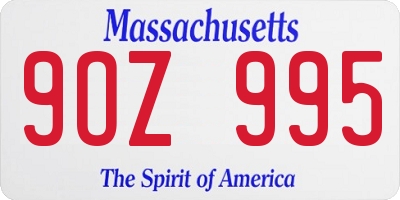 MA license plate 9OZ995