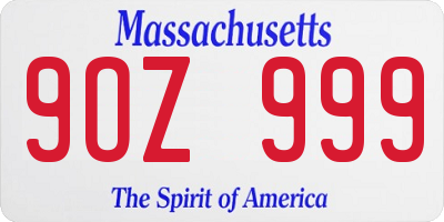 MA license plate 9OZ999