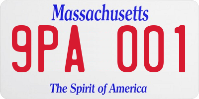 MA license plate 9PA001