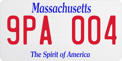 MA license plate 9PA004