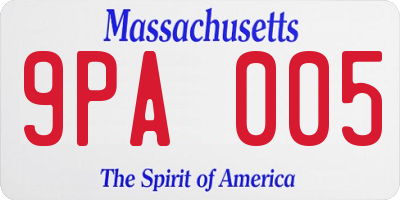 MA license plate 9PA005