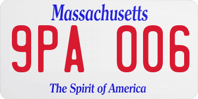 MA license plate 9PA006