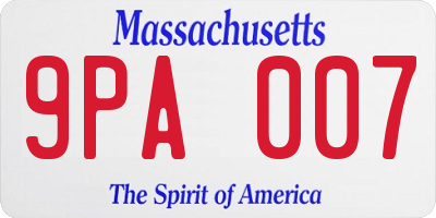 MA license plate 9PA007