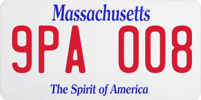 MA license plate 9PA008