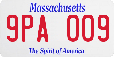 MA license plate 9PA009