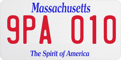 MA license plate 9PA010