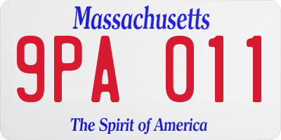 MA license plate 9PA011