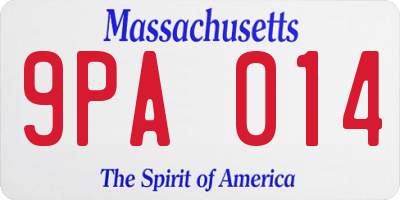 MA license plate 9PA014