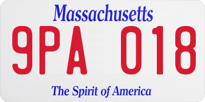MA license plate 9PA018