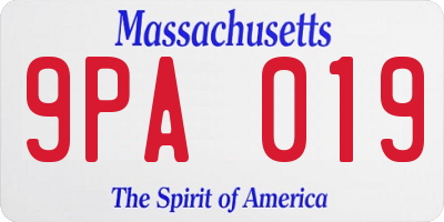 MA license plate 9PA019