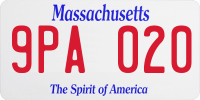 MA license plate 9PA020