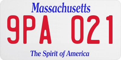 MA license plate 9PA021