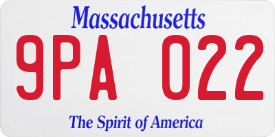 MA license plate 9PA022