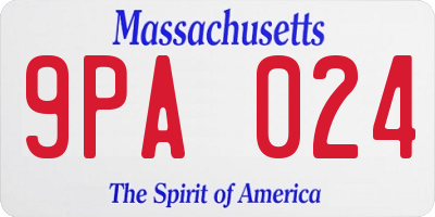 MA license plate 9PA024