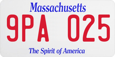 MA license plate 9PA025