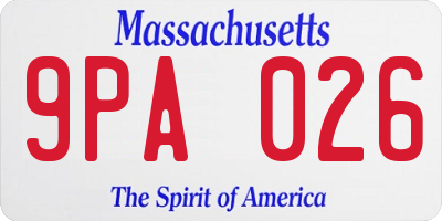MA license plate 9PA026