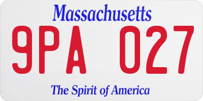MA license plate 9PA027