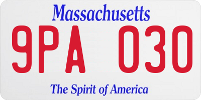 MA license plate 9PA030