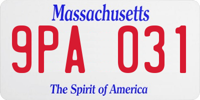 MA license plate 9PA031