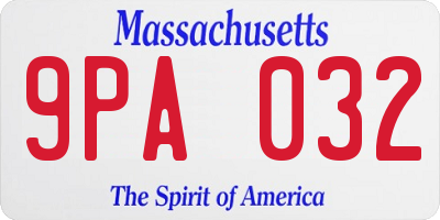 MA license plate 9PA032