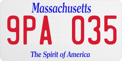MA license plate 9PA035