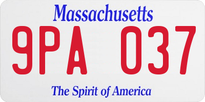 MA license plate 9PA037