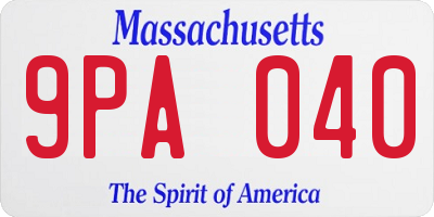 MA license plate 9PA040