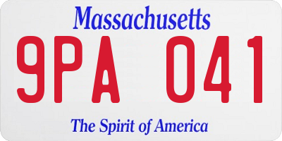 MA license plate 9PA041
