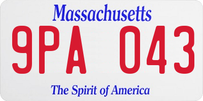 MA license plate 9PA043