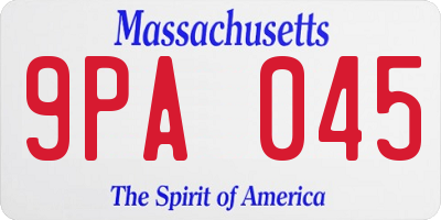 MA license plate 9PA045