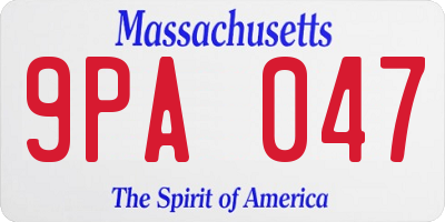 MA license plate 9PA047