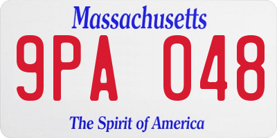 MA license plate 9PA048