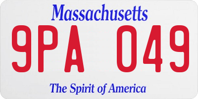 MA license plate 9PA049