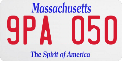 MA license plate 9PA050