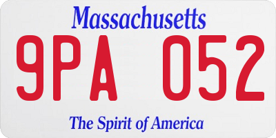 MA license plate 9PA052