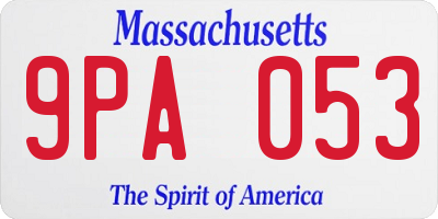 MA license plate 9PA053