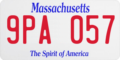 MA license plate 9PA057