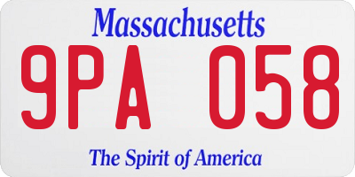 MA license plate 9PA058