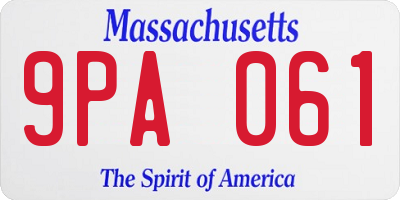 MA license plate 9PA061