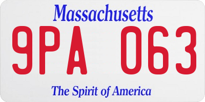 MA license plate 9PA063