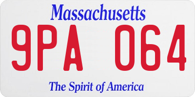 MA license plate 9PA064