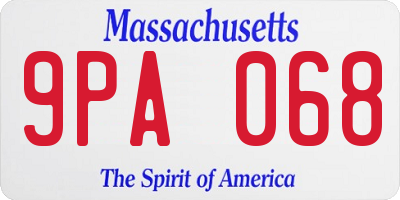 MA license plate 9PA068