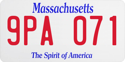 MA license plate 9PA071